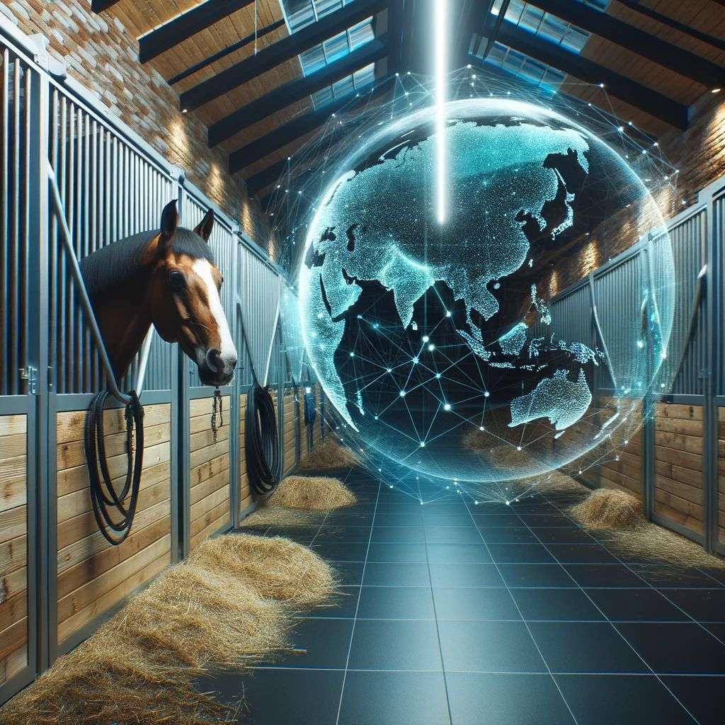 a horse, a hologram projection